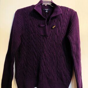 Women's XL Chaps Eggplant Cable-knit Sweater